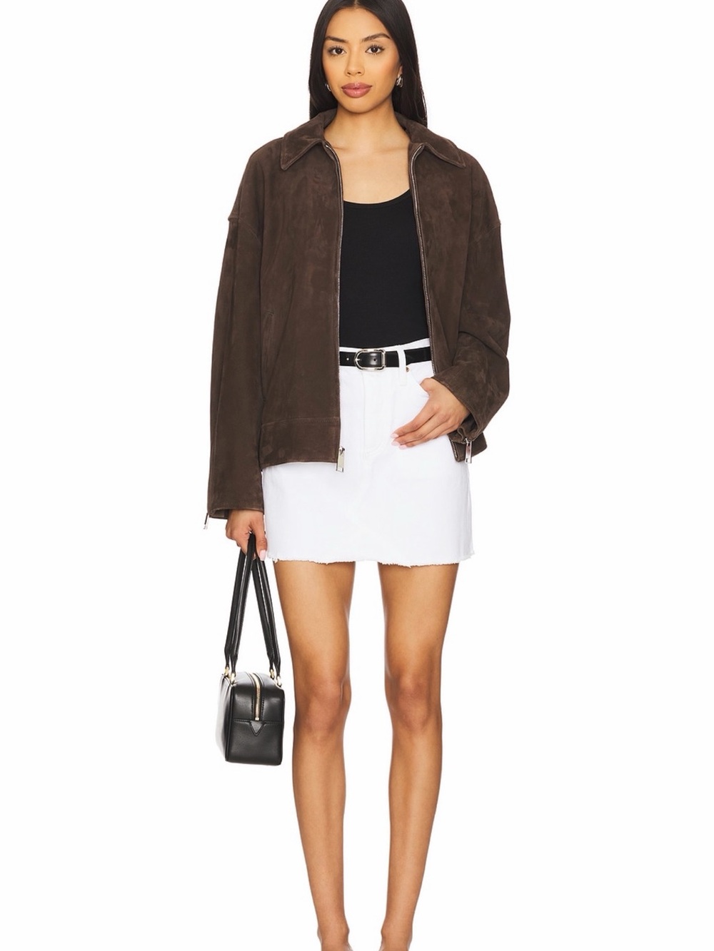 pistola White Kat High Rise Vintage Skirt Mini Skirt with Frayed Hem